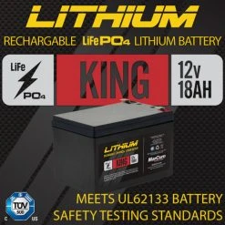 Marcum King Lithium 12V 18AH LIFEPO4 Battery And 6AMP Charger Kit
