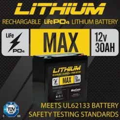 New Products Marcum Max Lithium 12V 30AH LIFEPO4 Battery And 6AMP Charger Kit
